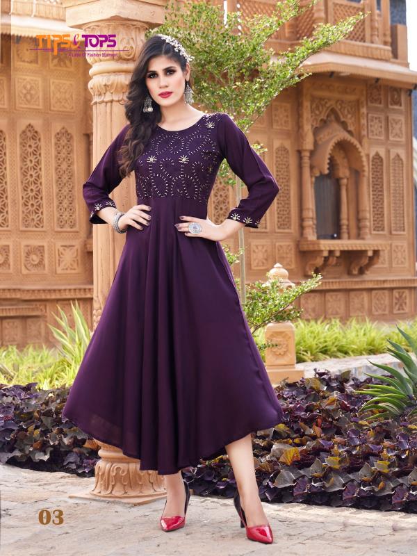 Tips And Tops Mannat Heavy Rayon Anarakli Designer Kurti Collection